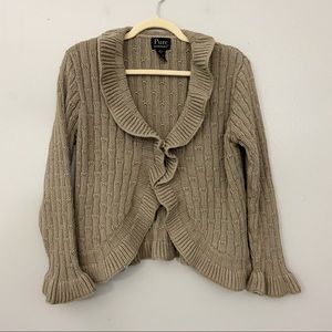 Anthropologie Pure Knit Handknit Ruffle Cardigan